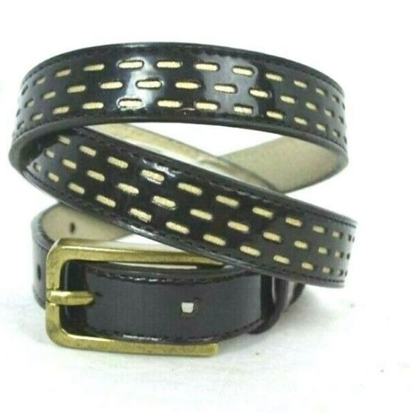 Alfani Black Patent Leather Belt - Black with Bass Buckle Size M - Picture 1 of 7